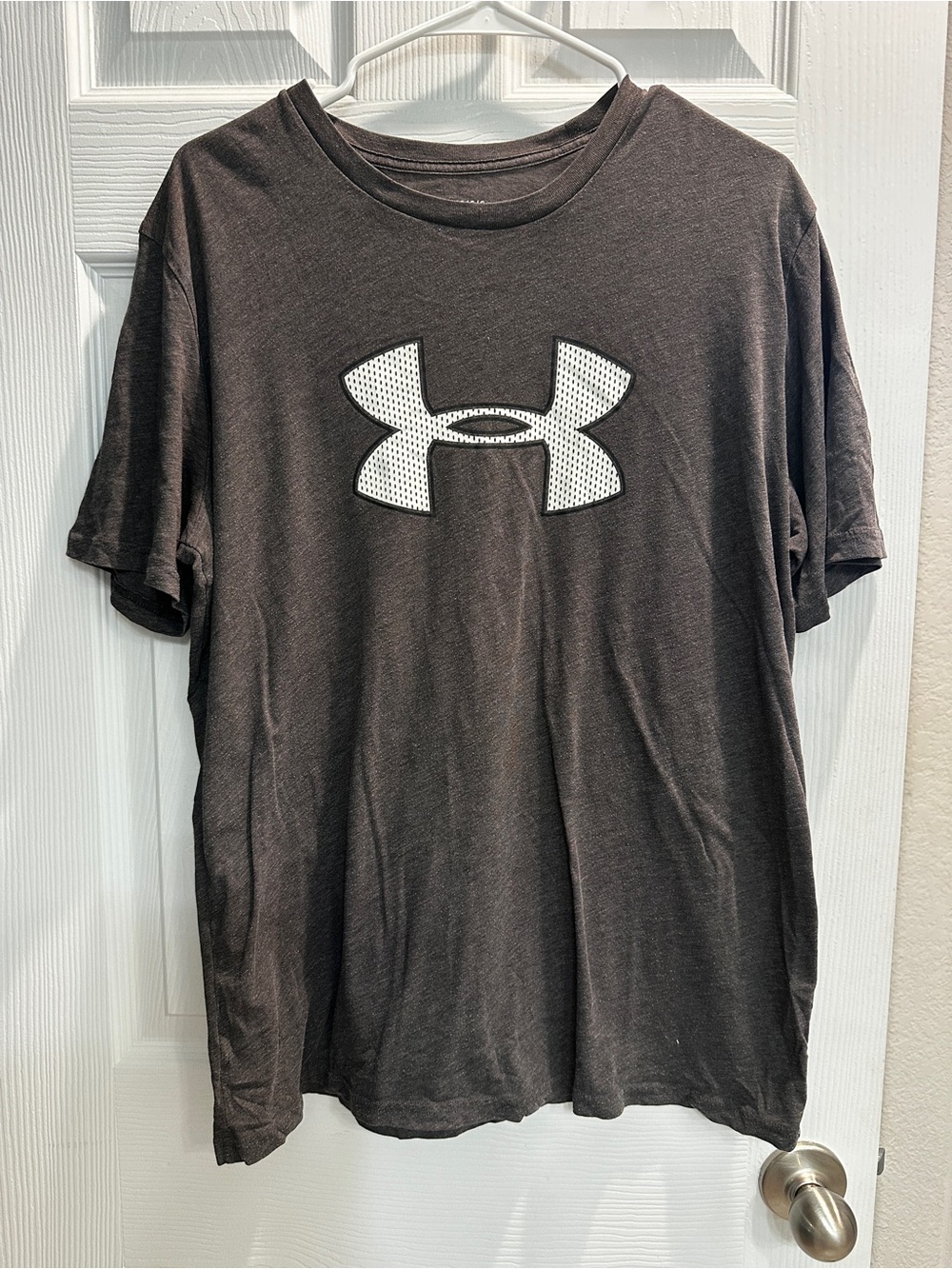 Under Armour Charcoal Short Sleeve Tee with White Logo